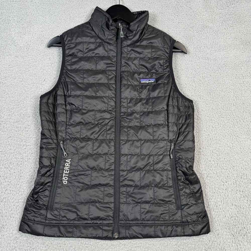 Patagonia X Doterra Vest Womens Medium Black Nano Puff Puffer Primaloft Full Zip